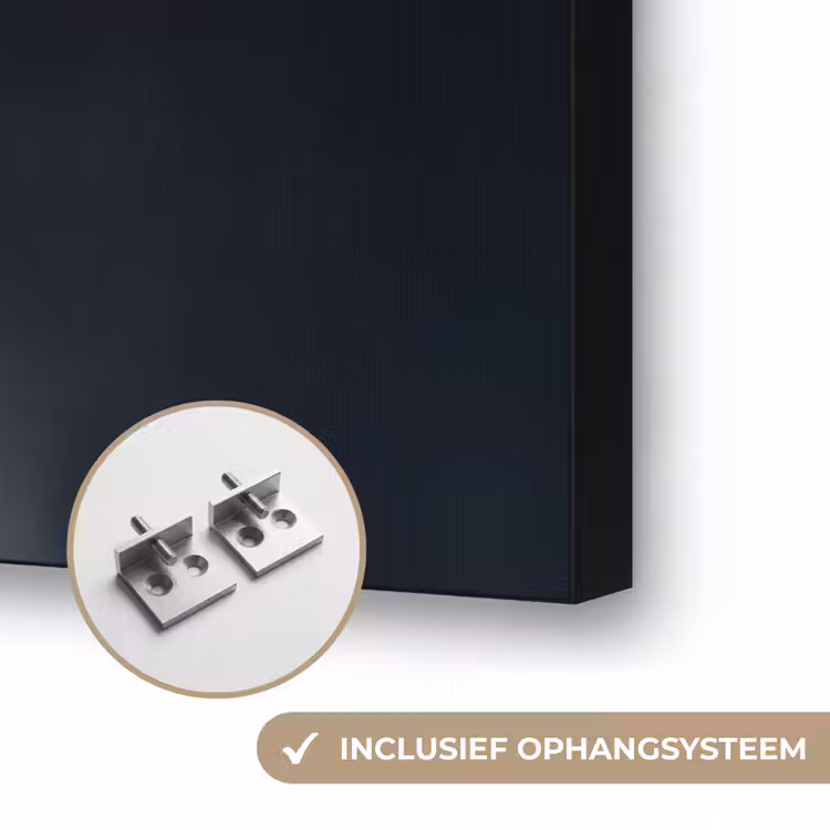 Roeiboot - Mistig - Bergen - Vogels Textielframe zwart klein -USP_ophangsysteemNL