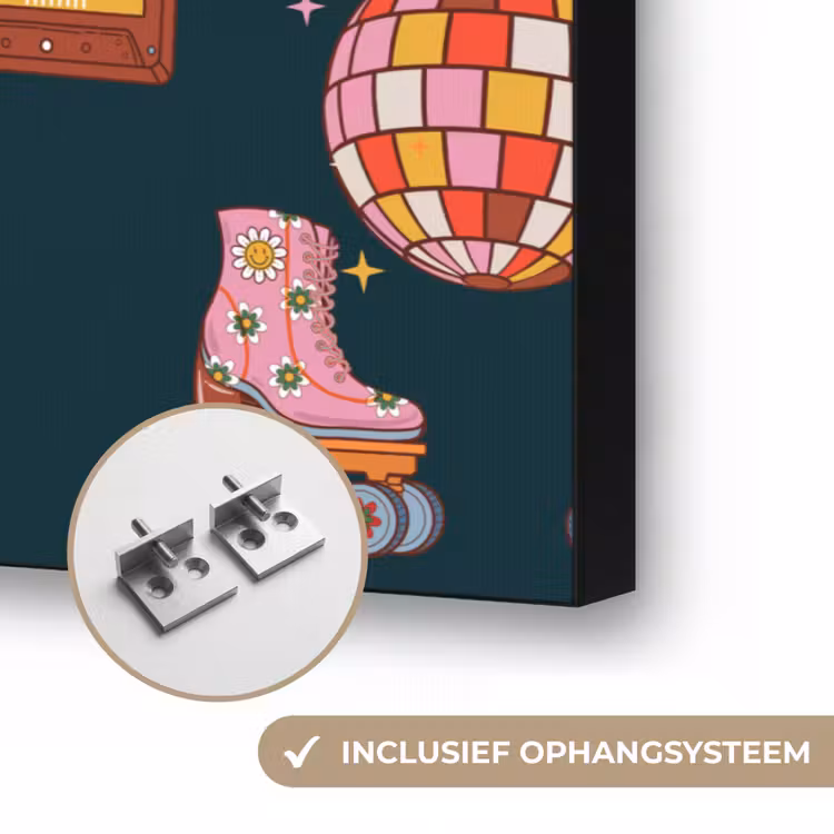 Rolschaatsen - Patroon - Disco Textielframe zwart klein 947 -USP_ophangsysteemNL