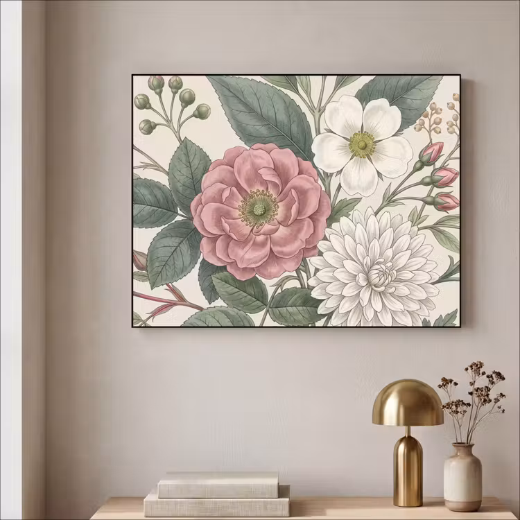 Romantisch - Design - Kleurrijk Textielframe zwart klein -sfeer2