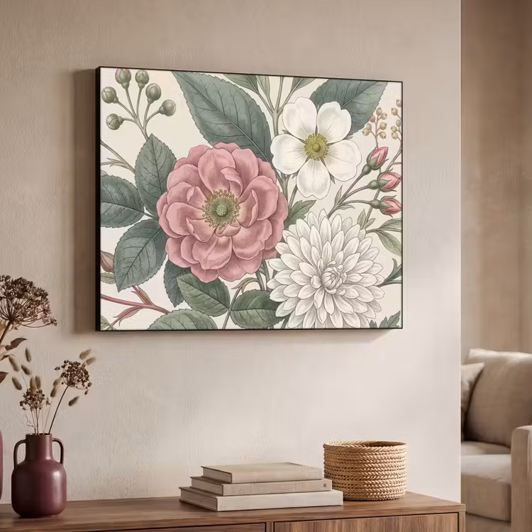 Romantisch - Design - Kleurrijk Textielframe zwart klein -sfeer3