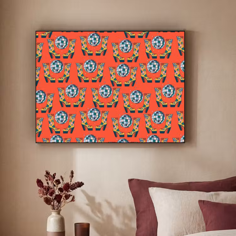 Rood - Disco - Patroon Textielframe zwart klein 947 -sfeer1