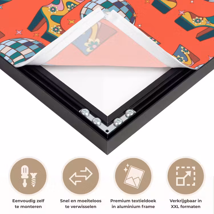 Rood - Disco - Patroon Textielframe zwart klein 947 -USP_closeupNL