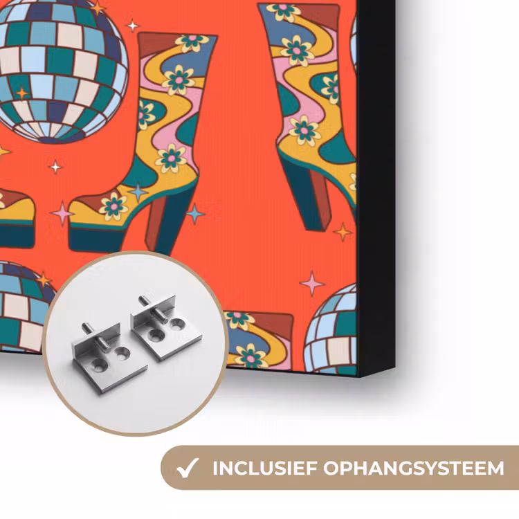 Rood - Disco - Patroon Textielframe zwart klein 947 -USP_ophangsysteemNL