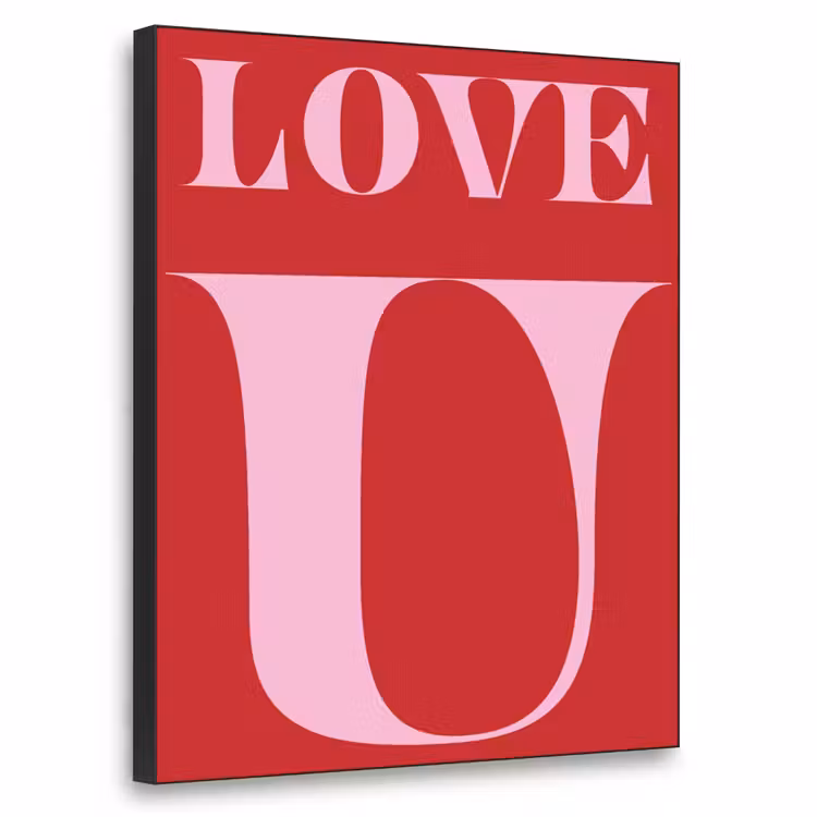 Rood - Love - Valentijn - Roze Textielframe zwart klein -3d