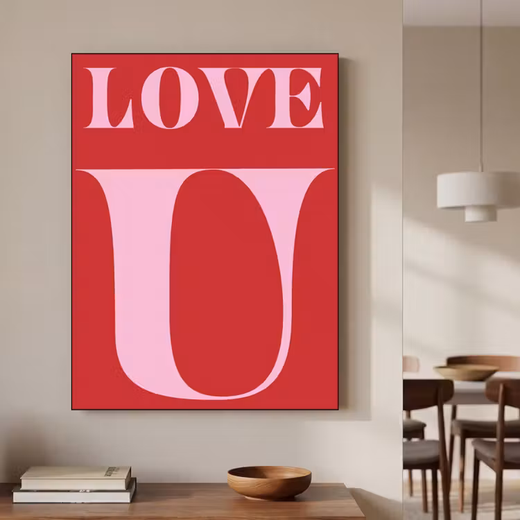 Rood - Love - Valentijn - Roze Textielframe - compleet frame klein -sfeer2