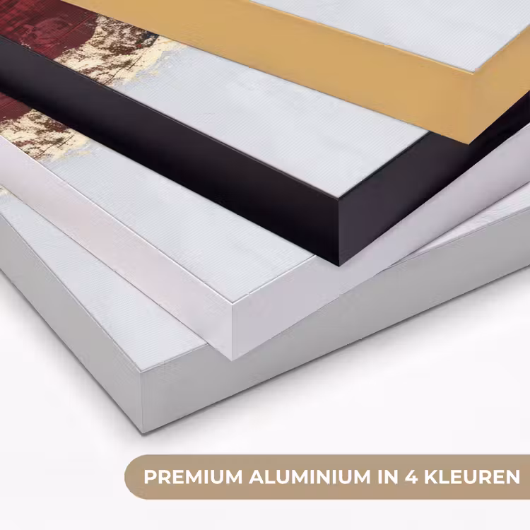 Rood - Marmer - Abstract - Goud - Modern Textielframe zwart klein -USP_kleurenNL