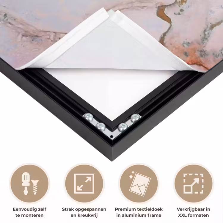 Rood - Marmer - Goud Textielframe zwart klein -USP_feed_closeupNL