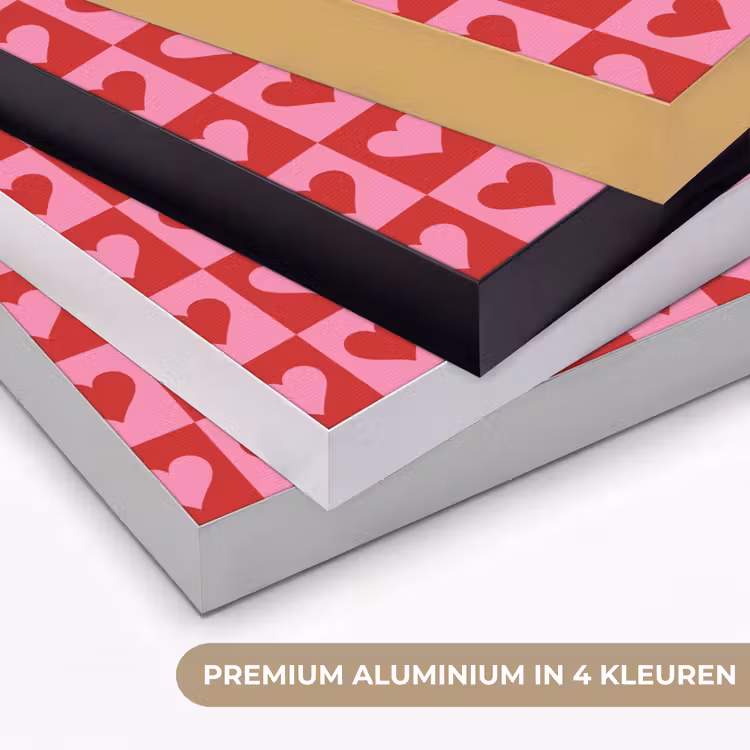 Rood - Roze - Schaakbord - Valentijn Textielframe zwart klein -USP_kleurenNL