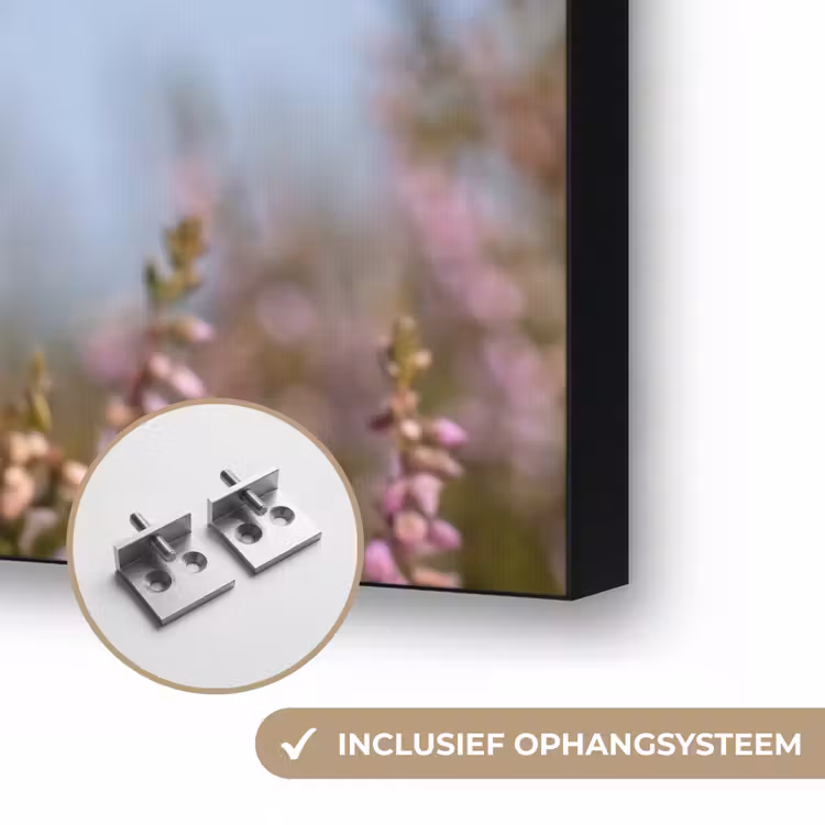 Roodborsttapuit - Heide - Paars - Natuur - Sfeervol Textielframe zwart klein -USP_ophangsysteemNL