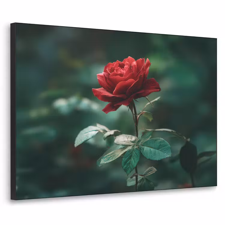 Roos - Bladeren - Dieprood Textielframe - compleet frame klein -3d