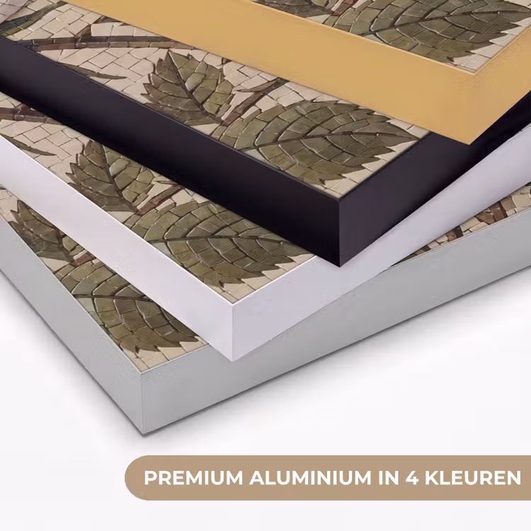 Roos - Mozaïek - Bloemen - Klassiek - Beige Textielframe zwart klein -USP_kleurenNL