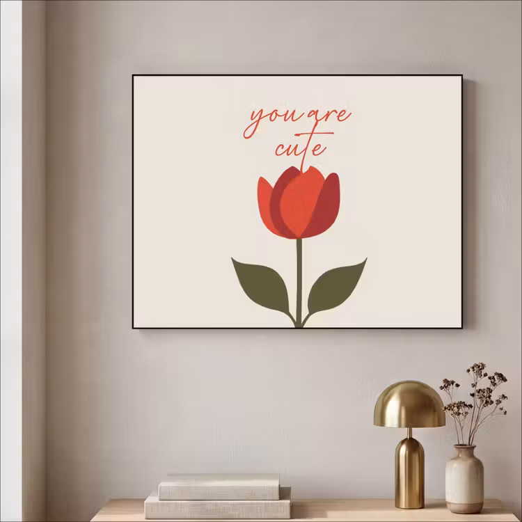 Roos - Rood - Bloem - Valentijn Textielframe - compleet frame klein -sfeer2