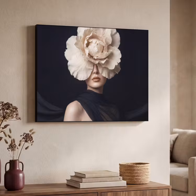 Roos - Tijdloos - Zwart Textielframe zwart klein -sfeer3