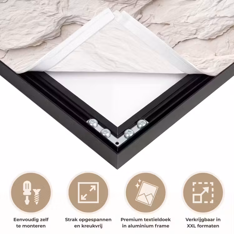Rots - Structuur - Natuur - Beige - Abstract Textielframe zwart klein -USP_feed_closeupNL