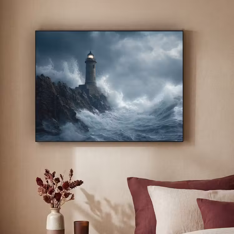 Rotsen - Vuurtoren - Golven - Klliffen Textielframe - compleet frame klein -sfeer1