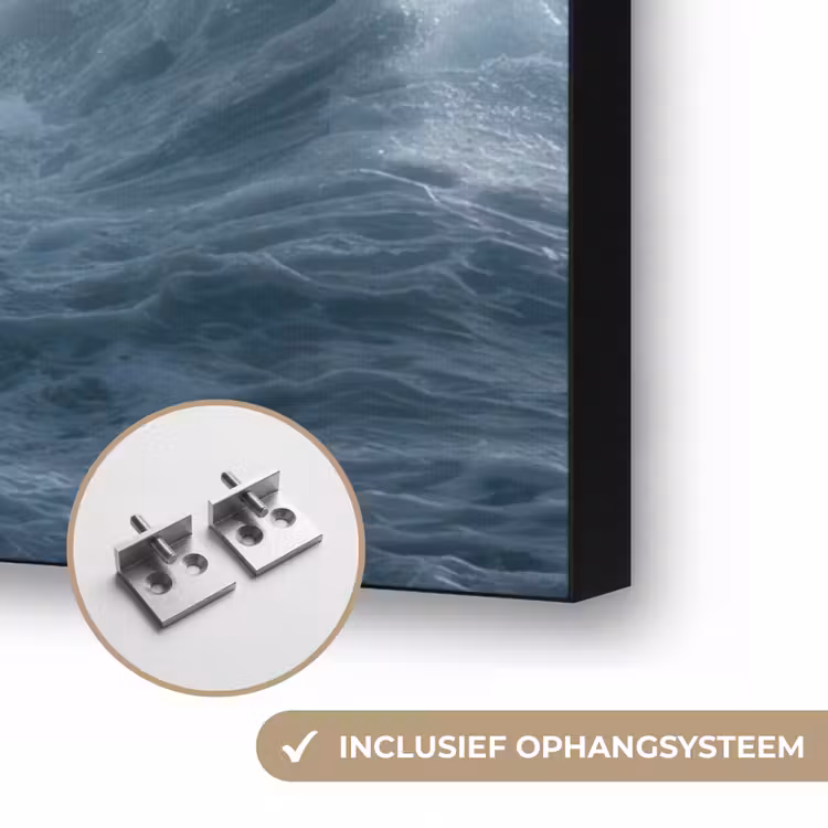 Rotsen - Vuurtoren - Golven - Klliffen Textielframe zwart klein -USP_ophangsysteemNL