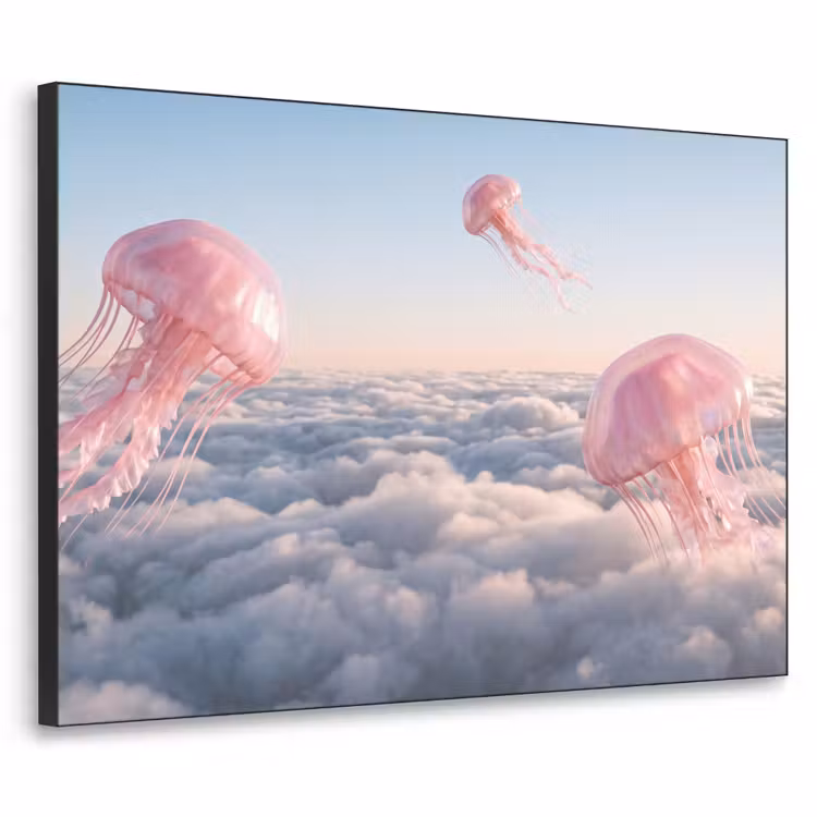 Art frame - Roze dier - Wolken - Roze dier - Wolken Textielframe zwart klein