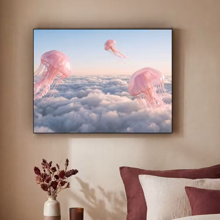 Art frame - Roze dier - Wolken - Roze dier - Wolken Textielframe zwart klein