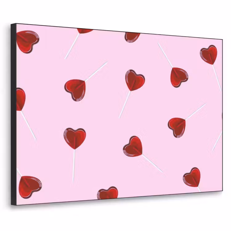 Roze - Hart - Lolly - Snoep Textielframe zwart klein -3d