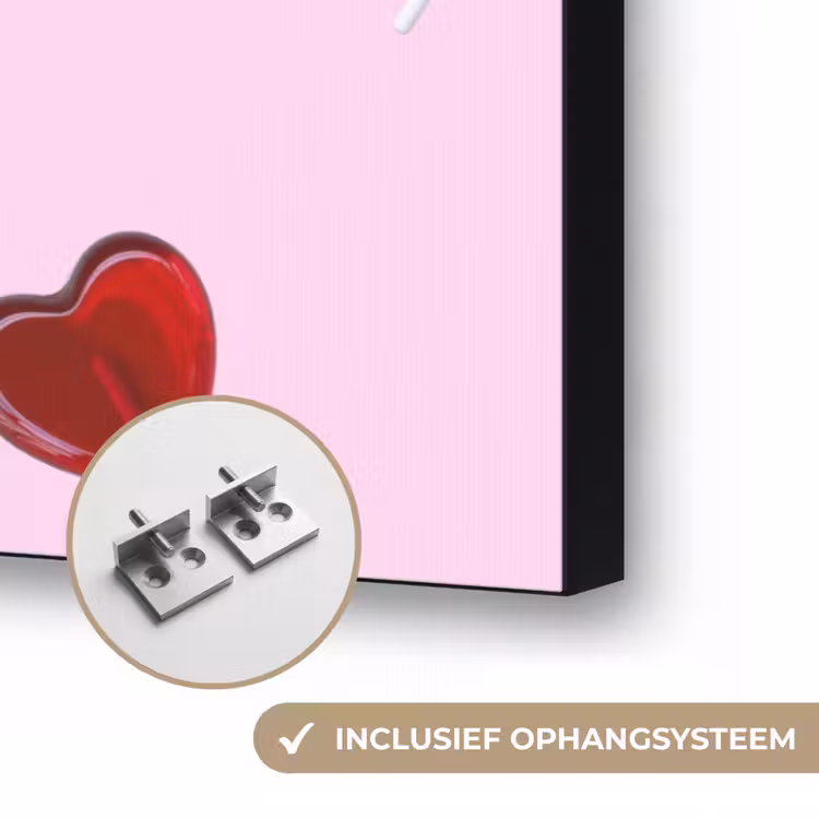 Roze - Hart - Lolly - Snoep Textielframe zwart klein -USP_ophangsysteemNL