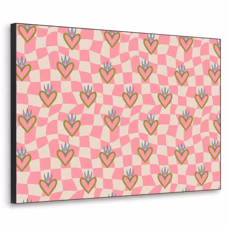 Roze - Retro - Patroon - Geblokt Textielframe - compleet frame klein 947 -3d