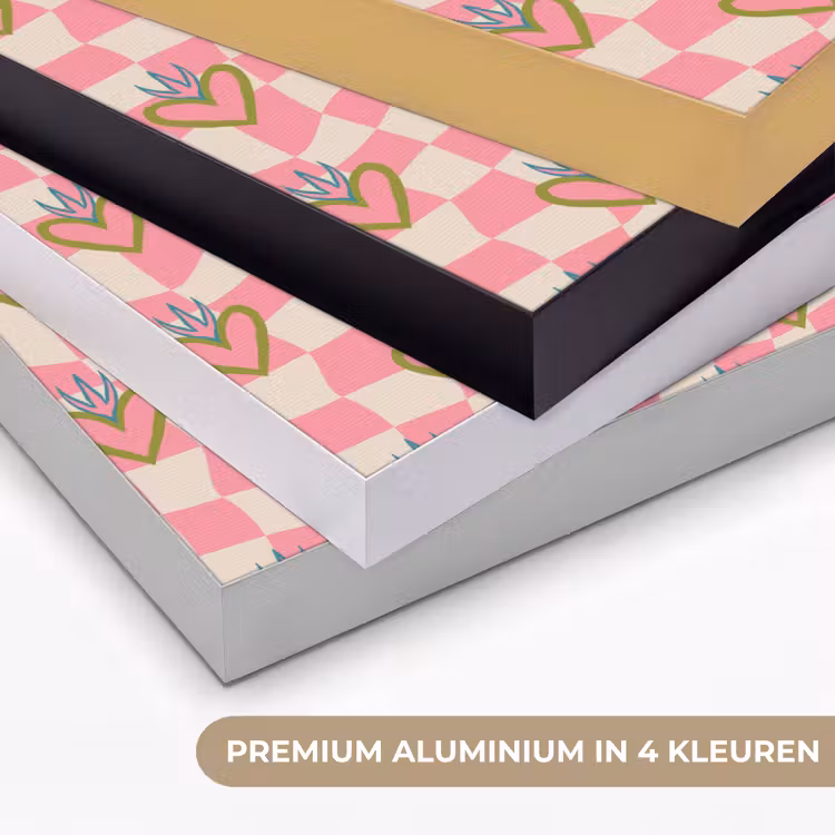 Roze - Retro - Patroon - Geblokt Textielframe zwart klein 947 -USP_kleurenNL