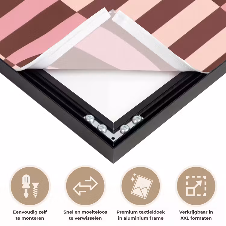 Roze - Rood - Blokjes Textielframe zwart klein 947 -USP_closeupNL