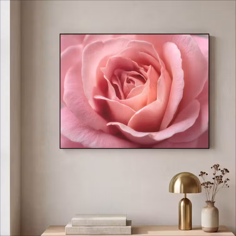 Roze - Roos - Romantisch Textielframe zwart klein -sfeer2