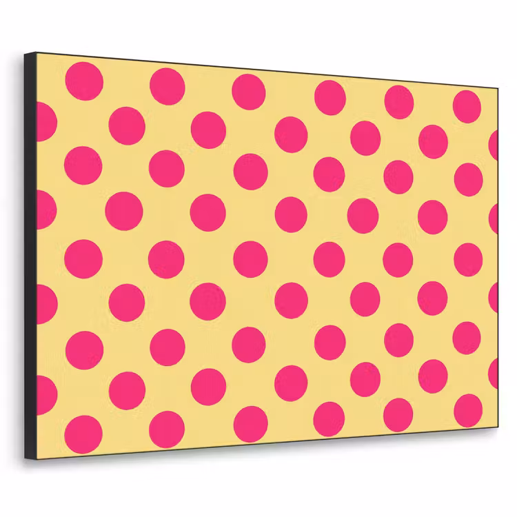 Roze - Stippen - Geel Textielframe zwart klein 947 -3d
