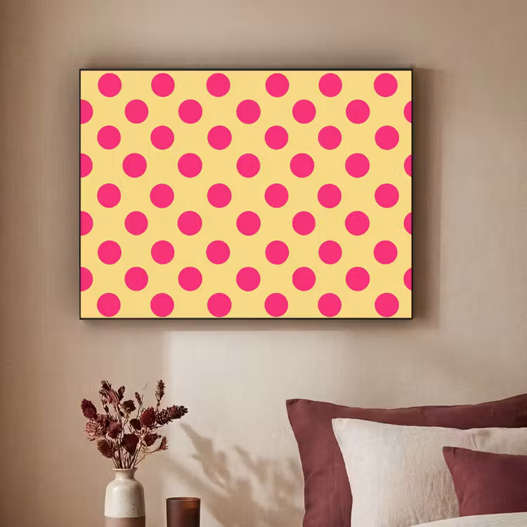 Roze - Stippen - Geel Textielframe zwart klein 947 -sfeer1