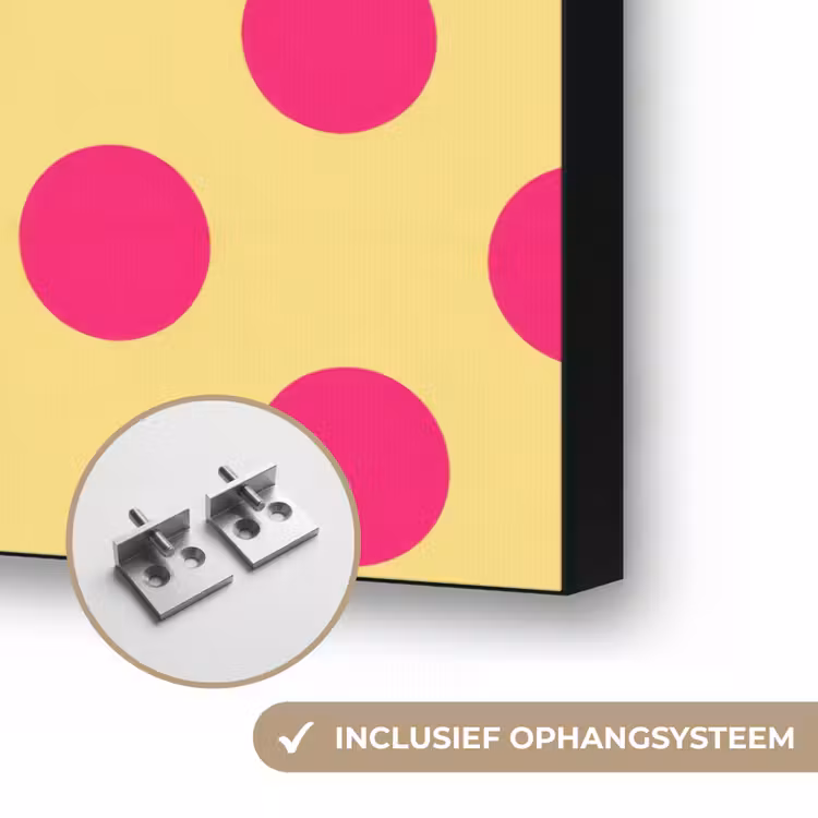 Roze - Stippen - Geel Textielframe zwart klein 947 -USP_ophangsysteemNL