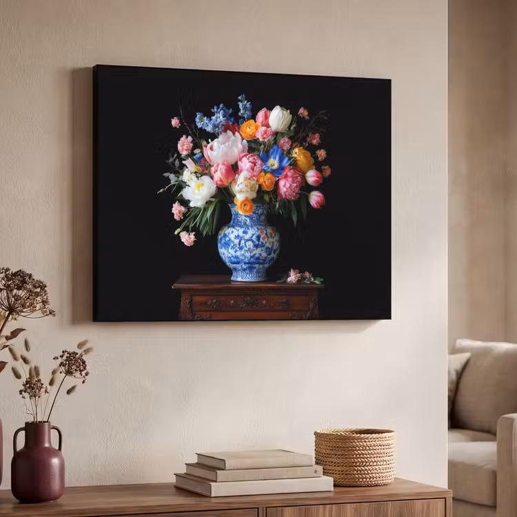 Rozen - Bloemen - Vaas - Boeket Textielframe - compleet frame klein -sfeer3
