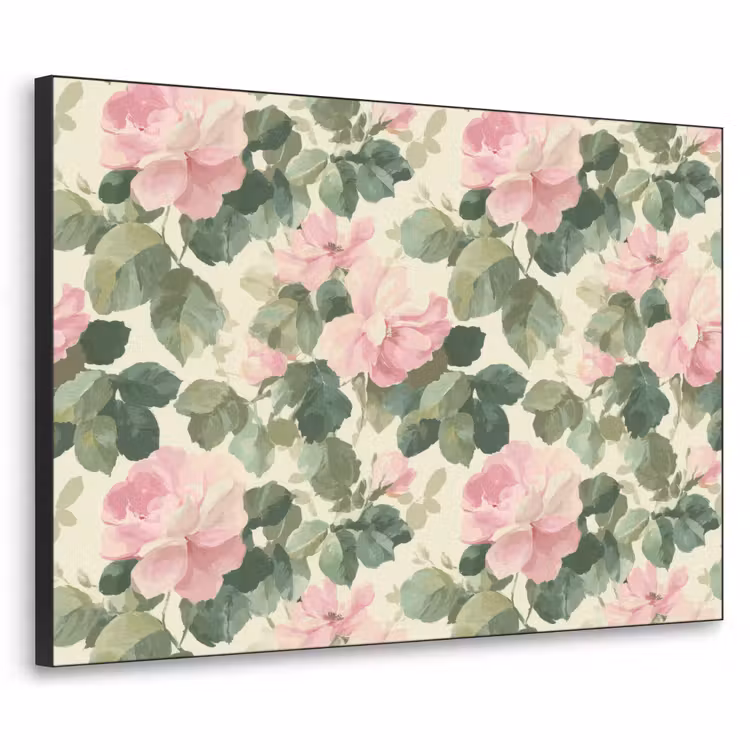 Rozen - Botanisch - Roze Textielframe zwart klein 947 -3d