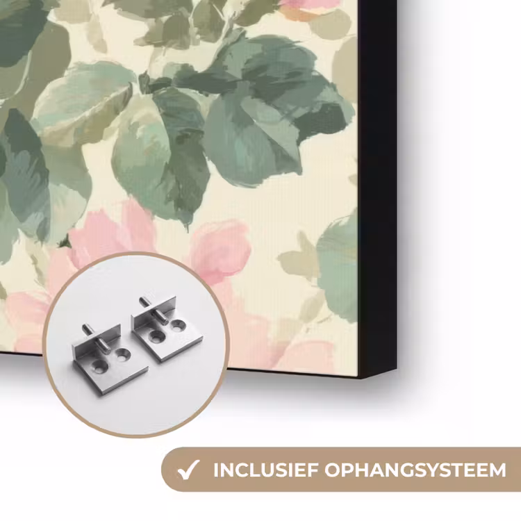 Rozen - Botanisch - Roze Textielframe zwart klein 947 -USP_ophangsysteemNL