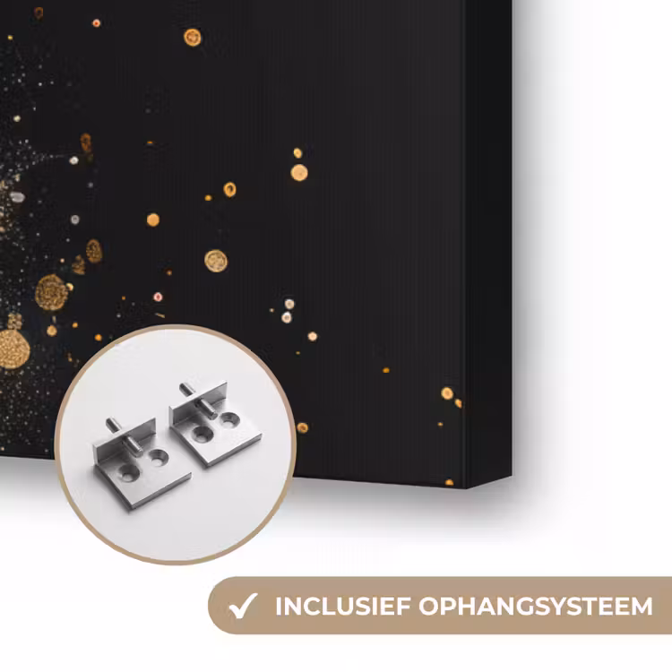 Rozen - Goud - Zwart - Bloemen - Modern Textielframe zwart klein -USP_ophangsysteemNL