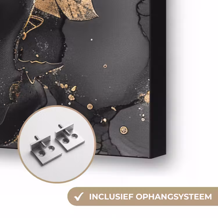 Rozen - Zwart - Bloemen - Goud Textielframe zwart klein -USP_ophangsysteemNL