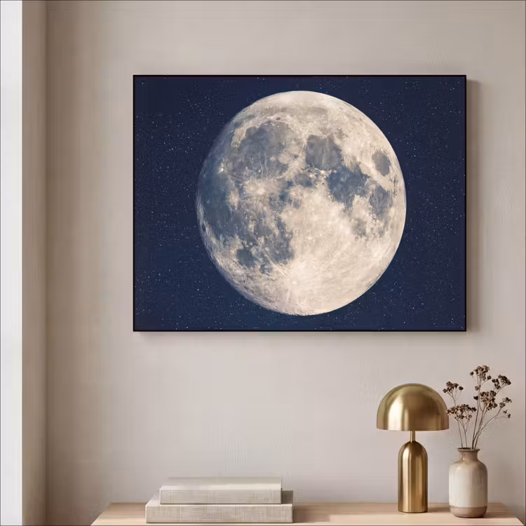 Ruimte - Maan - Kosmos Textielframe zwart klein -sfeer2
