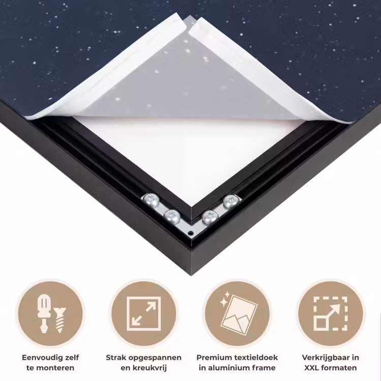 Ruimte - Maan - Kosmos Textielframe zwart klein -USP_feed_closeupNL