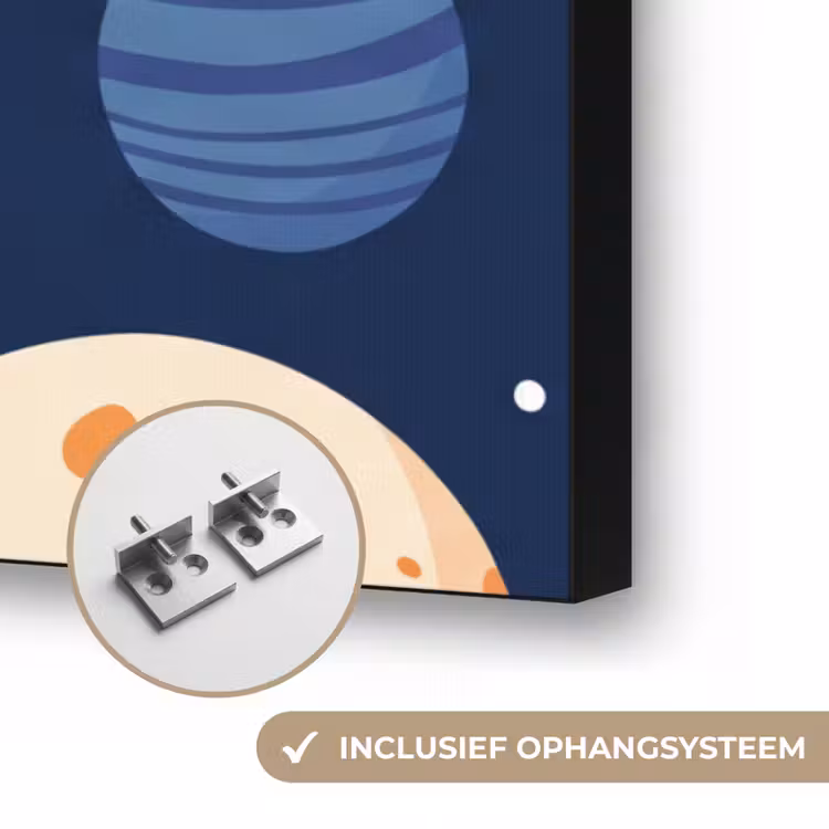 Ruimte - Planeten - Kleurrijk Textielframe zwart klein -USP_ophangsysteemNL