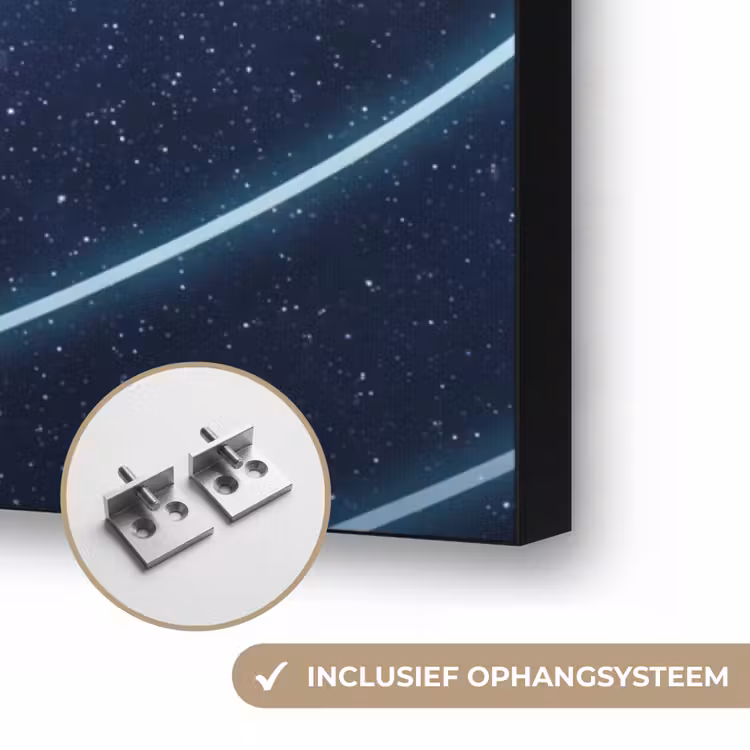 Ruimte - Zonnestelsel - Blauw Textielframe zwart klein -USP_ophangsysteemNL