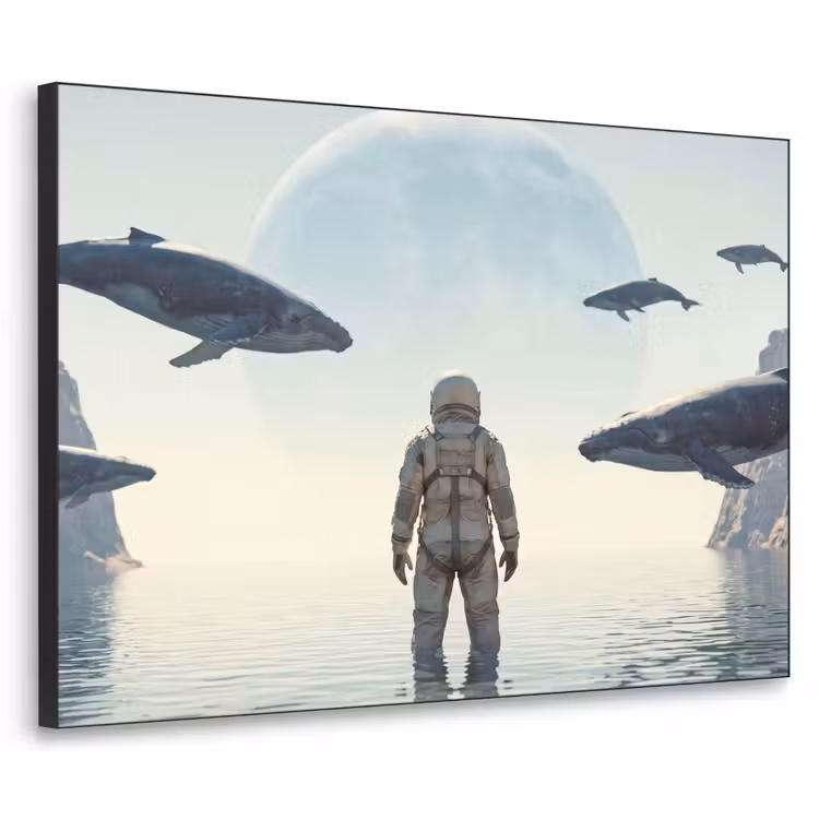 Art frame - Ruimtevaarder - Walvis - Fantasie - Ruimtevaarder - Walvis - Fantasie Textielframe zwart klein