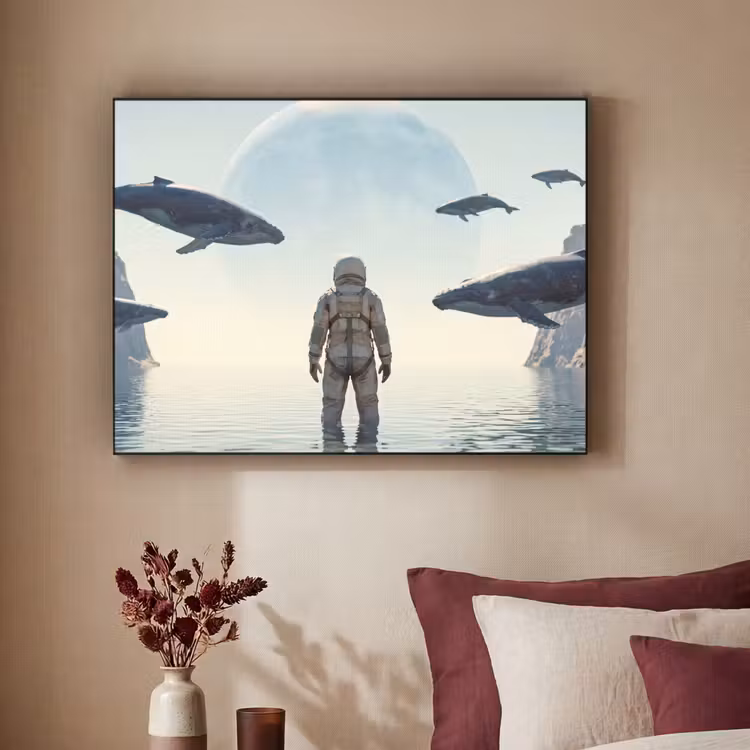 Art frame - Ruimtevaarder - Walvis - Fantasie - Ruimtevaarder - Walvis - Fantasie Textielframe zwart klein