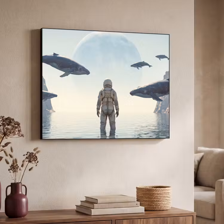 Art frame - Ruimtevaarder - Walvis - Fantasie - Ruimtevaarder - Walvis - Fantasie Textielframe zwart klein