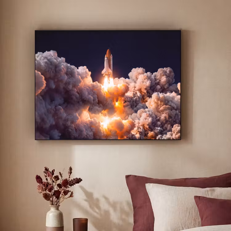 Art frame - Ruimtevaartuig - Lancering - Sterren - Ruimtevaartuig - Lancering - Sterren Textielframe zwart klein