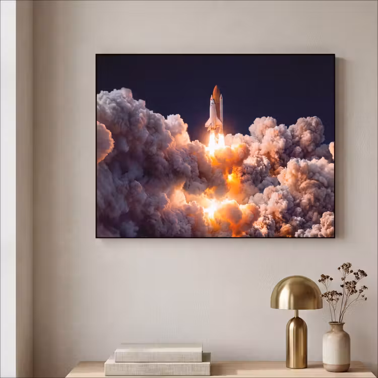 Art frame - Ruimtevaartuig - Lancering - Sterren - Ruimtevaartuig - Lancering - Sterren Textielframe zwart klein