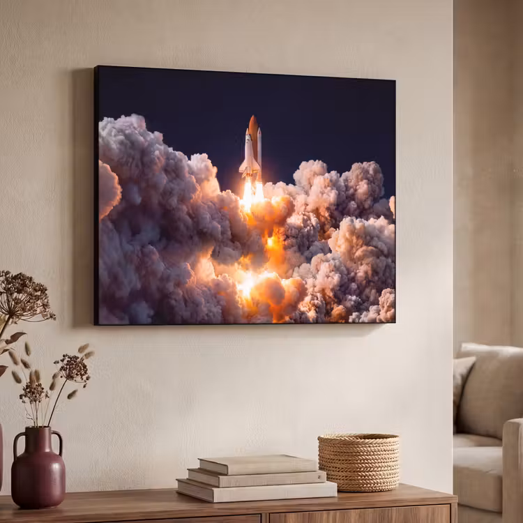 Art frame - Ruimtevaartuig - Lancering - Sterren - Ruimtevaartuig - Lancering - Sterren Textielframe zwart klein