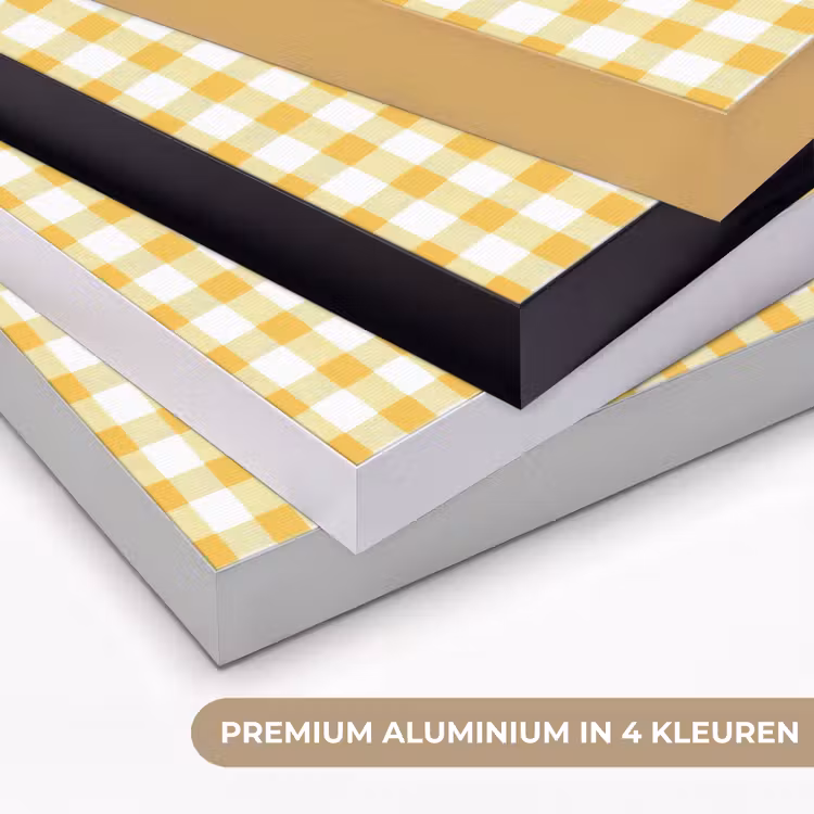 Ruit - Gingham - Klassiek - Geel en Wit Textielframe zwart klein 947 -USP_kleurenNL