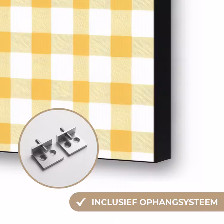 Ruit - Gingham - Klassiek - Geel en Wit Textielframe zwart klein 947 -USP_ophangsysteemNL