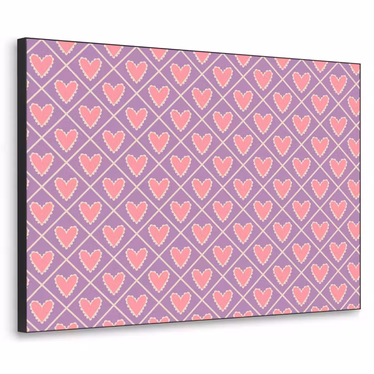 Ruit - Patroon - Paars - Hartjes Textielframe zwart klein 947 -3d