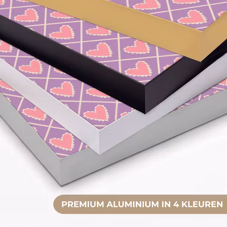 Ruit - Patroon - Paars - Hartjes Textielframe zwart klein 947 -USP_kleurenNL